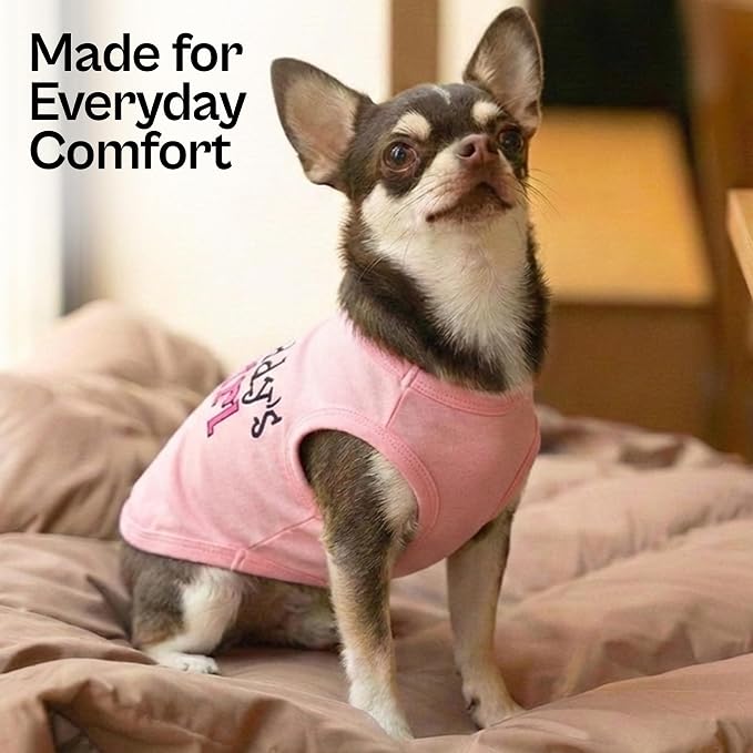 Parisian Pet Dog Shirt – 100% Cotton Shirts for Small Dogs – Pink Sleeveless Puppy Clothes – Lightweight and Breathable Dog Apparel – Girl Dogs Clothes - Stretchy Daddy’s Girl Pet Shirt