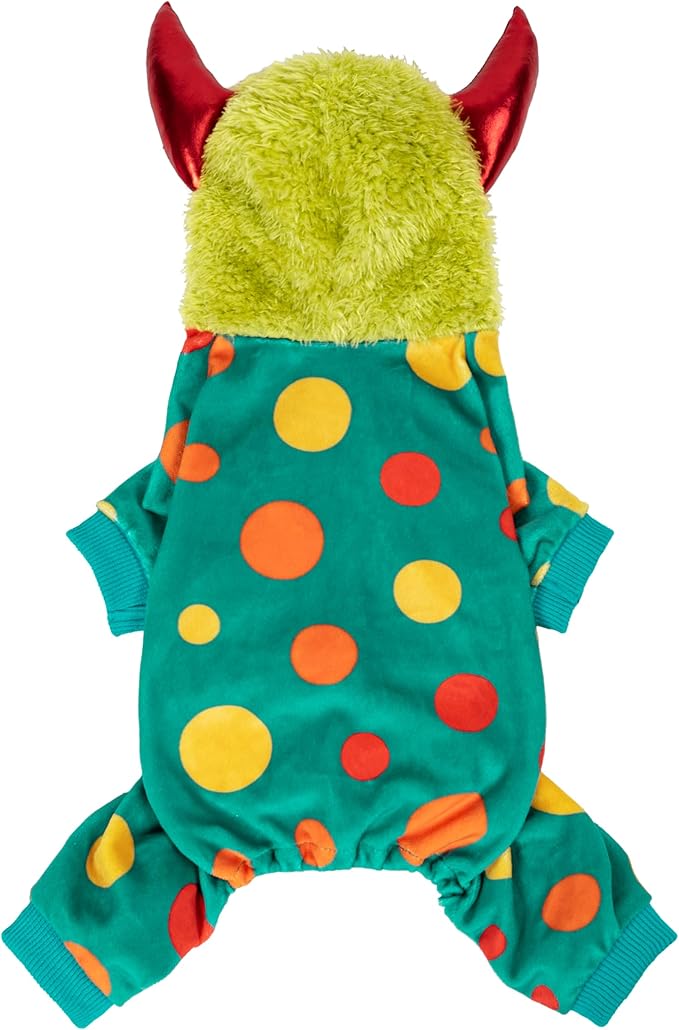 Fitwarm Devil Horns Halloween Dog Monster Costume, Funny Costumes for Small Dogs Boy Girl, Pet Outfit, Teal Blue, Lime Green, Red, XL