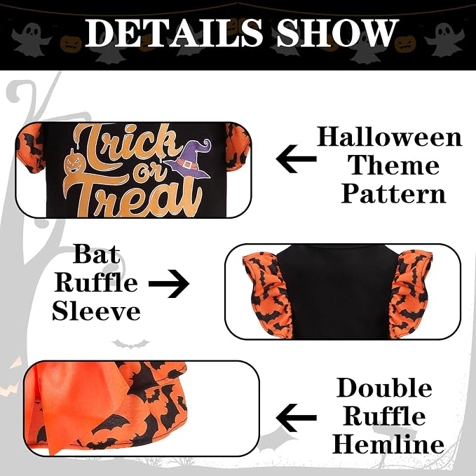Dog Halloween Dress for Small Dogs,Puppy Costumes Pet Clothes Holiday Girl Dogs Shirt with Halloween Pattern,Party Dog Vest Dresses Cat Apparel Sweater Warm Skirt