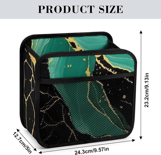 Car Organizers for Seat Back Vehicle Backseat Storage Pocket, Teal | Turquoise Green Gold Black Marble, Auto Hanging Pouch Trash Bag with Adjustable Buckle, Universal Fit for Vehicle Truck