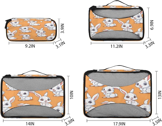 Packing Cubes for Travel, Bunny Rabbit Travel Luggage Packing Organizers for Women Men, Large Custom Toiletries Bag for Cosmetics Toiletries, Easter Bunny