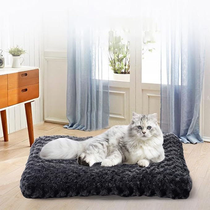 Thickened Dogs Cat Beds for Indoor Calming Dog Beds for Small Dogs Pet Bed Pet Bed Mat Washable Warm Dog Bed Cozy Soft Cat Bed Fits Puppy Or Small Pet Birthday forfor Men Women (Black, A)