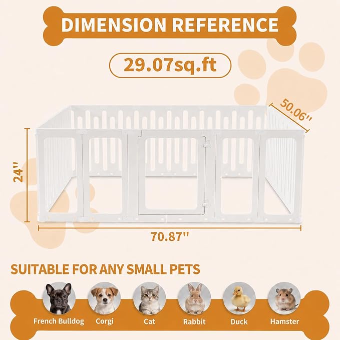 Acrylic Dog Playpen Indoor, Puppy Pens for Small Dogs & Puppies, 21 Panels | Easy Assemble, DIY Flexible Shape Dog Pen with Plastic Fence, Pet Exercise Pin for Small Animals, 24''Tall