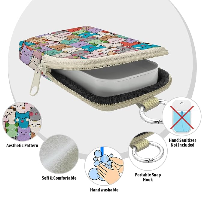 Hand Sanitizer Holder, Pet Cat Spray Case Zippered Pouch | Keychain, Travel Size, Cute Fashion Accessory with Snap Hook, for Glow Mist and Power Mist 1FL OZ, Mini Small Pocket Clip on