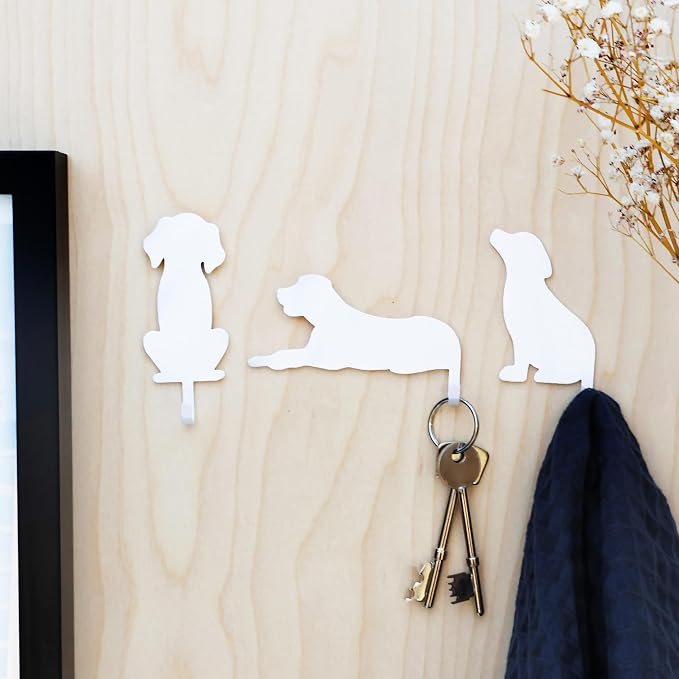 Suck UK Dog Hooks - Dog Keyholders - Novelty Gift for Pet Lovers - Decorative Metal Hangers for Keys Leashes Towels Pet Collars & Small Items - Multi Use Home Decor & Wall Hook Key Holder Organizer