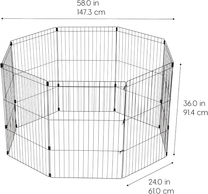 IRIS USA 8-Panel Exercise Pen, Heavy Duty, Black | Indoor Or Outdoor, Foldable Wire Frame, Coated Steel Bars, Durable Wire Design, Folds Flat