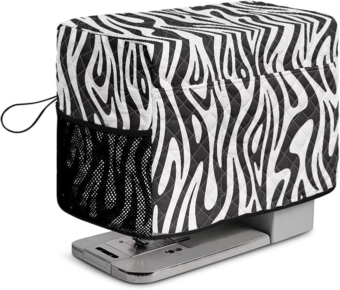 Sewing Machine Cover Polyester Febric Classic Zebra Texture Print | Dust Pet Hair Protection,Quilting Design,Fits Standard Singer,Brother Janome Machines,Protecting Decorating Your Sewing Space