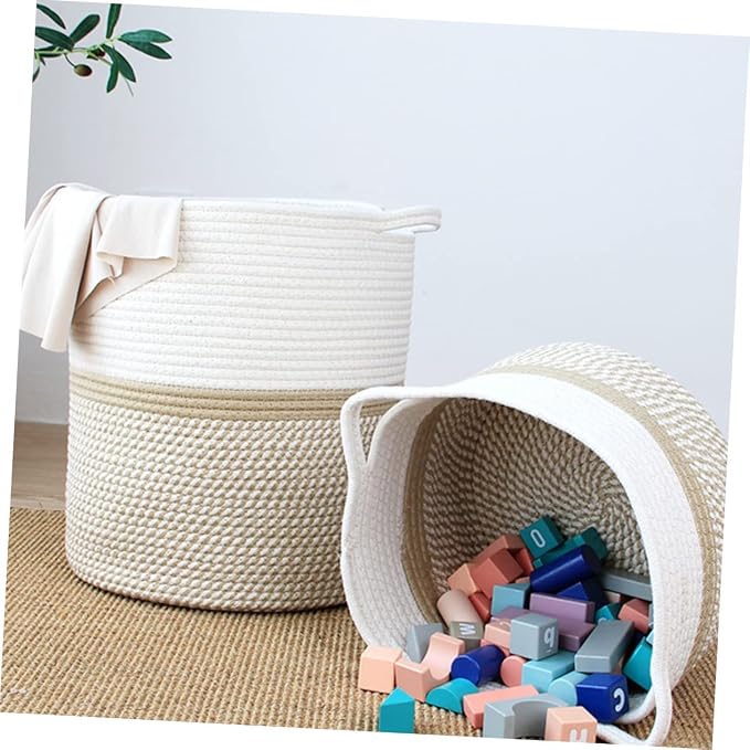 GANAZONO Pet Toy Storage Basket Rope Woven Organizer for Sundries Stylish Home Storage Bin for Toys Clothes and Blankets Versatile and Chic Design for Living Room Bedroom