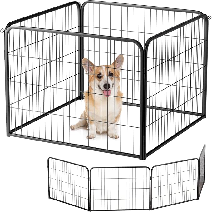 BestPet | Dog Playpen Extender | 24", 4 Panels | Expandable Design | Heavy Duty Metal Pet Exercise Pen | Indoor/Outdoor Fence Panels | Anti-Skid, Rust-Resistant, Removable and Tool-Free Setup