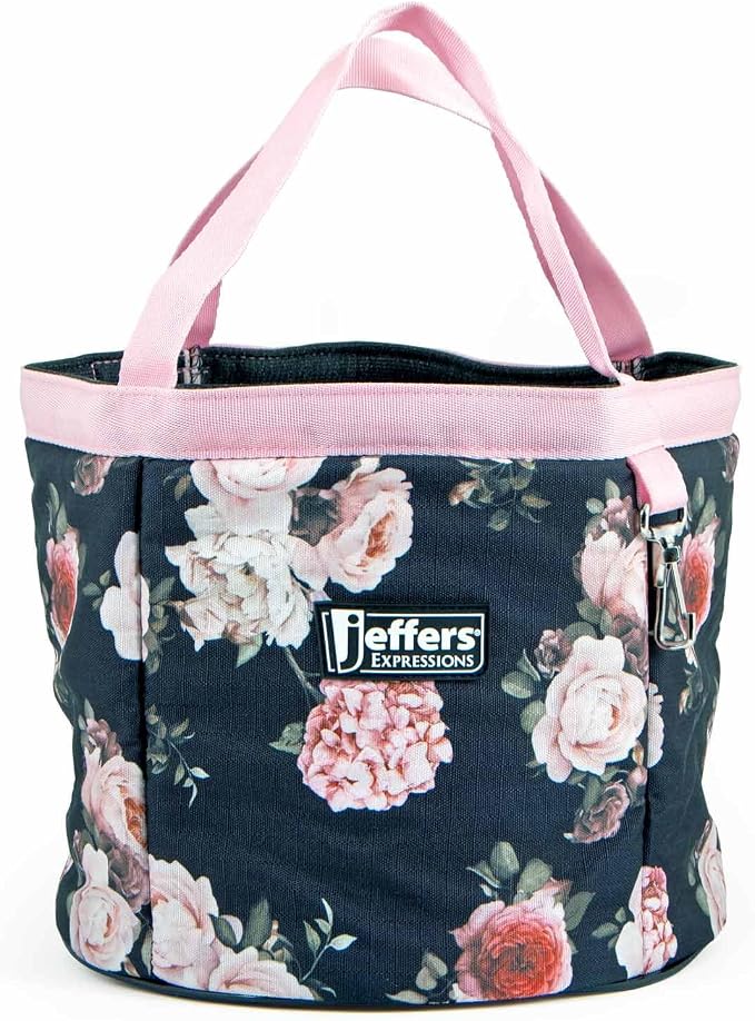 Jeffers Expression Grooming Tote Caddy, Rose Garden- Durable Ripstop Organizer with Pockets for Horse Grooming Tools - Easy Carry Nylon Straps, Compact Storage for Stable, Travel & Equine Supplies