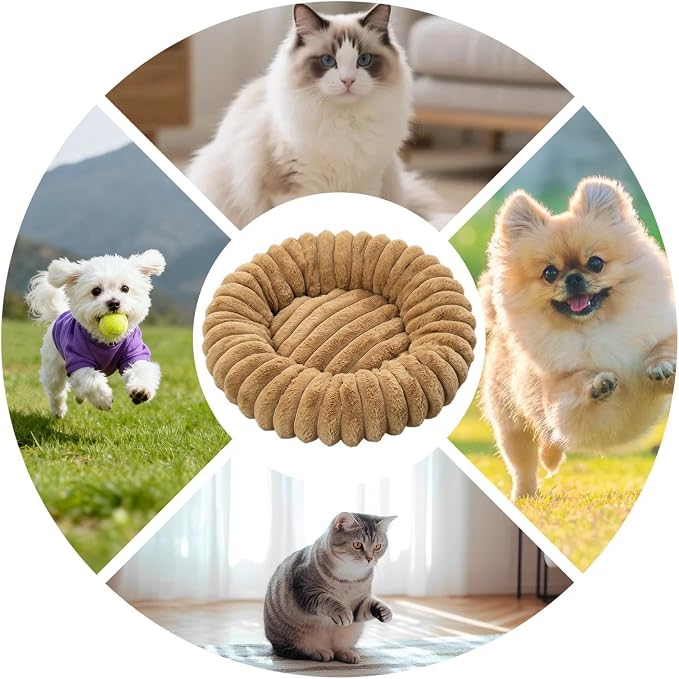 Cat and Dog Sleeping Mat, Round Pet Relaxation Bed | Washable Puppy Kitten Donut Bed | Non-Slip Round Comfortable Thick Dog Bed Cat Sofa For Small Dogs, Cat