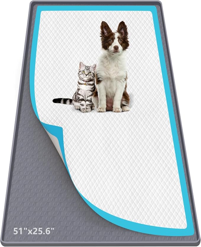Pee Pad Holder for Dogs 51''x25.6'' Silicone Puppy Pee Pad Tray, Dark Grey | Extra Large Dog Potty Tray Leak-Proof, High Edge, No Spill Training Pads for Floor Protection, No Pee Pads