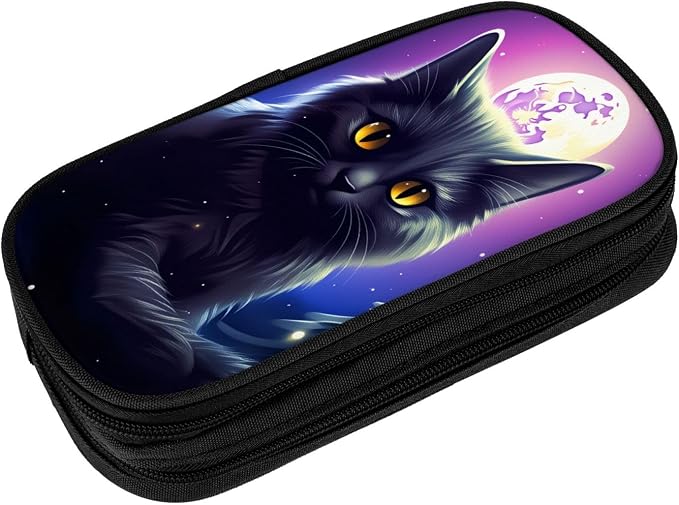 Animal Pet Cat Pencil Pouch, Oxford Cloth Pen Case With Double Zipper Compartments, Portable Stationery Organizer For Office Supplies, Travel Accessories Makeup Items