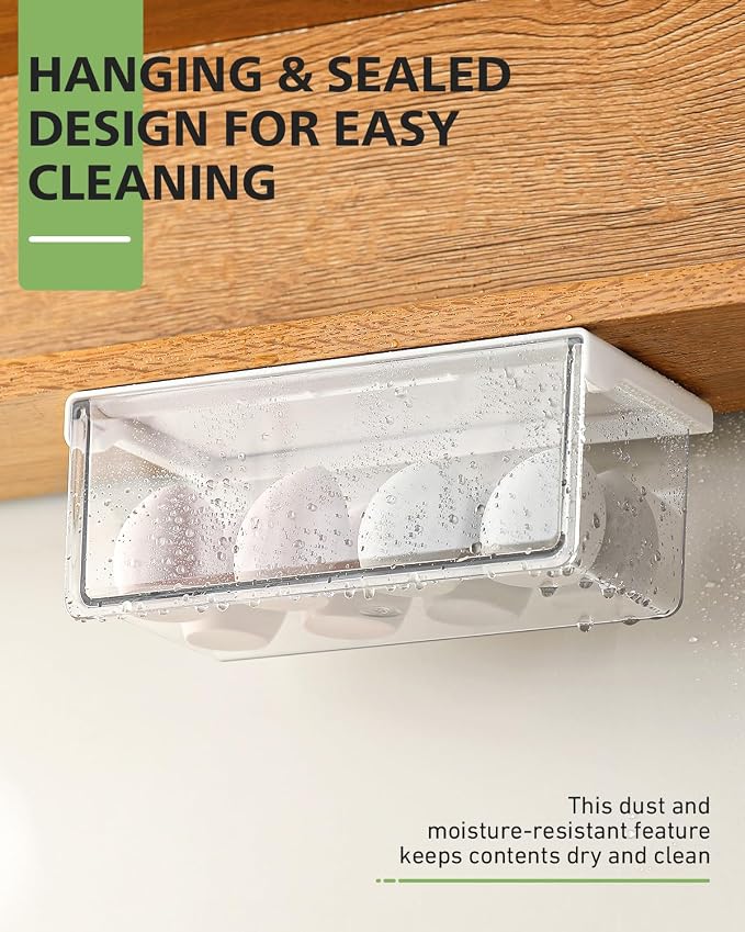 BALUCA Small Clear Stackable Storage Drawers – 33° Angled Acrylic Makeup Organizer for Vanity, Undersink & Kitchen Cabinets | Multi-Purpose Plastic Storage Bins & Drawer Organizer Bins (Large)