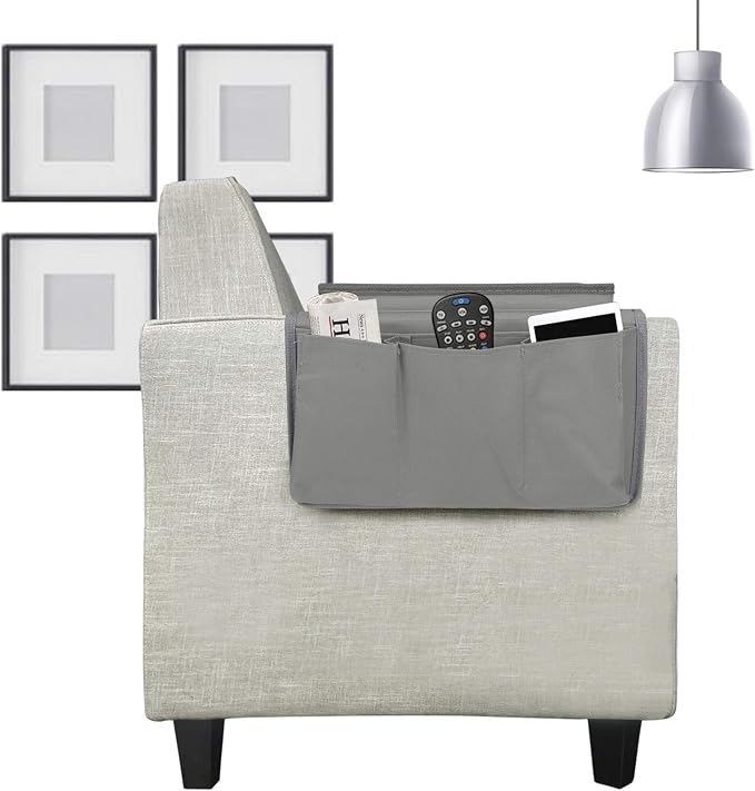 Sofa Armrest Organizer with Cup Holder Tray Chair Arm TV Remote Holder for Recliner Couch Armchair Caddy Bedside Storage Pockets Bag for Cellphone Tablet Book Magazines Drinks Holder Pouch