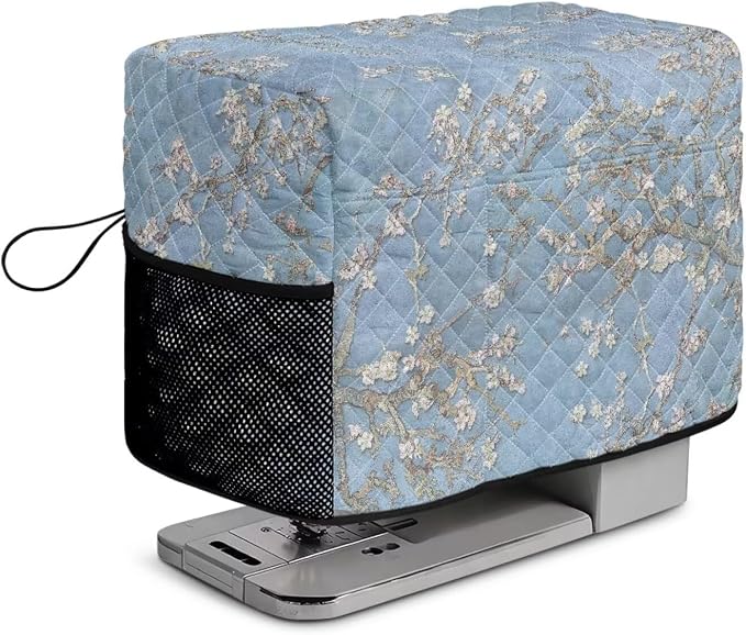 Sewing Machine Cover Polyester Febric Blossoming Almond Tree Print | Dust Pet Hair Protection,Quilting Design,Fits Standard Singer,Brother Janome Machines,Protecting Decorating Your Sewing Space