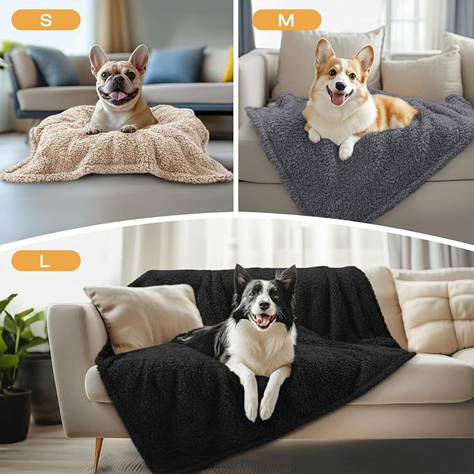 1 Pack 3 Calming Blankets Fluffy Premium Fleece Pet Blanket Soft Sherpa Throw for Dog Puppy Cat Beige/Black/Grey Large (41" x31'') | Fluffy Throw Blanket Washeble for Crate Bed Couch Indoor. Cozy Pet Blanket, Puppy Essentials Dog gift,Beige/Black/Grey,...