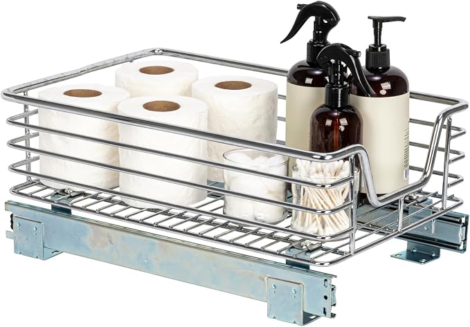 Household Essentials Chrome-Plated Steel Under-Cabinet Pull-Out Organizer