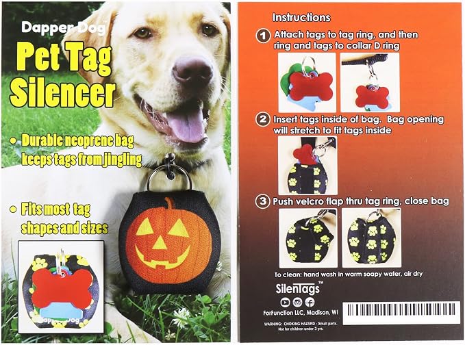 Dapper Dog - Dog Tag Silencer with Tag Ring (Halloween Pumpkin)