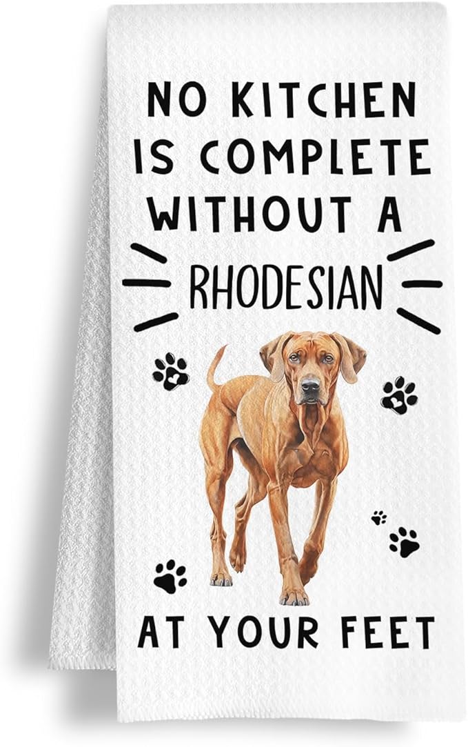 Funny Rhodesian Hand Towels for Kitchen Home Bathroom Decor, A Kitchen is Not Complete Without A Rhodesian Dish Towel, Dog Lovers Gift, 16×24 Inch