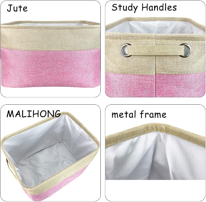 Custom Dog Basket for Toys Collapsible Storage Bin Grey Brow Pink Purple Blue Rectangular Pet Storage Organizer Box with Handles Medium Personalized Pet's Name