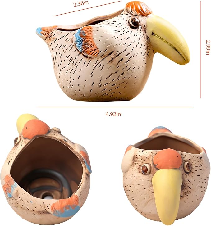 Ceramic Ostrich Shaped Pen Pencil Holder for Desk Decoration Accessories Ostrich Decor Makeup Brush Pen Cups Succulent Plant Pot Office School Ideal Gifts for Women, Mom or Birthdays