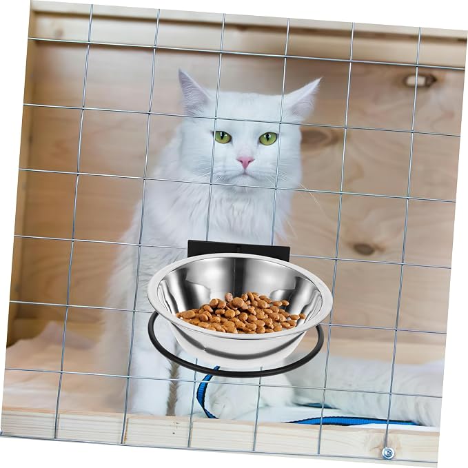 Toddmomy Elevated Wall-Mounted Dog and Cat Feeder Stainless Steel Bowls Space-Saving Design for Comfortable Mealtime Versatile Pet Feeding Station for Pets