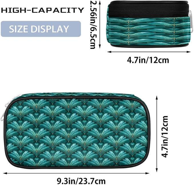 Pencil Case Large Capacity Pencil Bag Teal Blue Shells Pattern Pouch Box Organizer Pen Case, School Supplies for Teen Adult