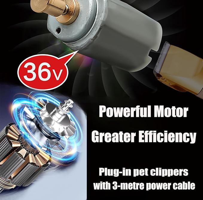 Heavy Duty Pet Grooming Clippers, Powerful 36V Motor for Thick Coats, Professional Grooming Shears Fur Hair Trimmers Tool for Dogs, Sheep, Horses, Livestock & Cats (Gold)