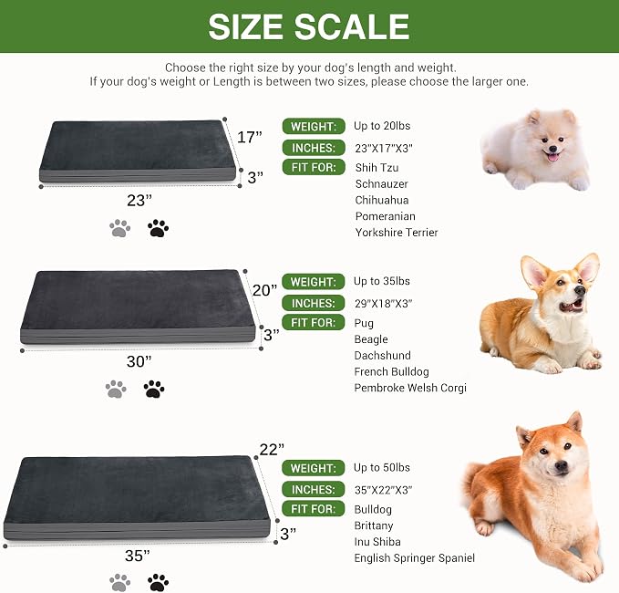 Waterproof Dog Bed Medium Size Dog, Washable Orthopedic Foam Crate Pad 30" | Outdoor Pet Bed, Reversible Faux Leather & Flannel, Durable Removable Cover, Anti-Slip Kennel Pad 29"x18" Dark Gray