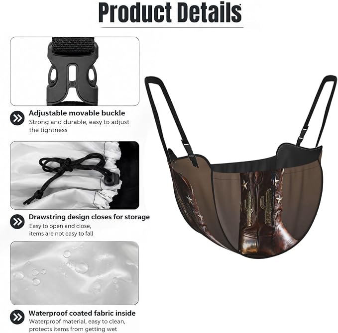 Cowboy Boot Spur Car Seat Organizer-Backseat Storage Bag for Travel | Waterproof Durable. Holds Snacks Gear Essentials. Fits Most Cars.