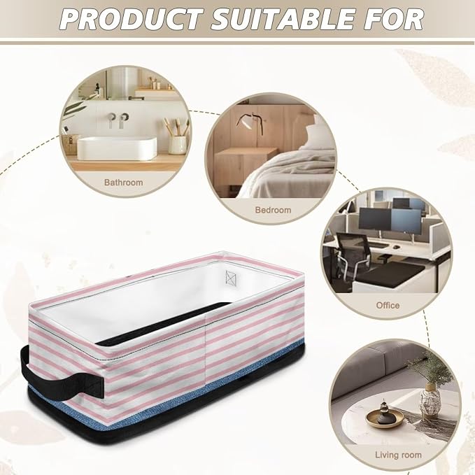 Cute Rabbit Toilet Paper Storage Baskets with Handle, Decorative Shelf Bins Toilet Tank Topper Basket, Toilet Paper Storage Basket Organizer for Back of Toilet Bathroom Decor