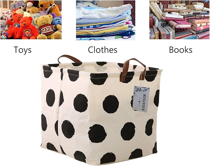 Square Canvas Toy Storage Bins Basket with Handle Collapsible Toy Organizer for Nursery Storage, Kid's Toy & Laundry, Gift Baskets(Round)
