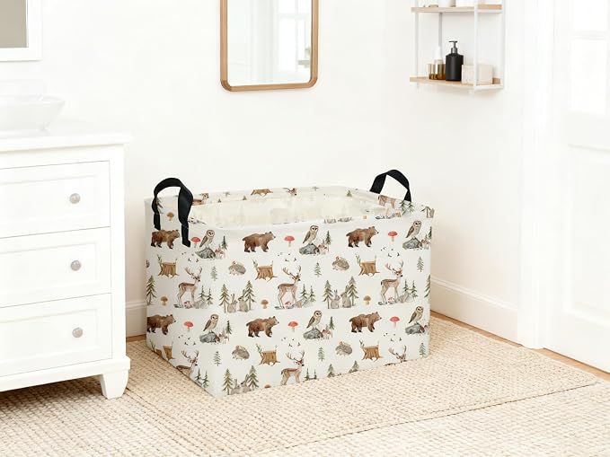 Rectangle Animal Basket Cute Storage Bin Organizer Box for Room Decor Gift Basket(Woodland animal)