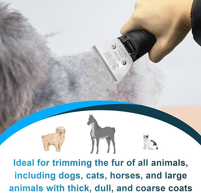 30W Dog Grooming Wide Blade,Detachable Pet Dog Grooming Blades,Compatible with Andis,Oster A5,Wahl km10 Clippers.Cutting Length 1/50"(0.5mm)