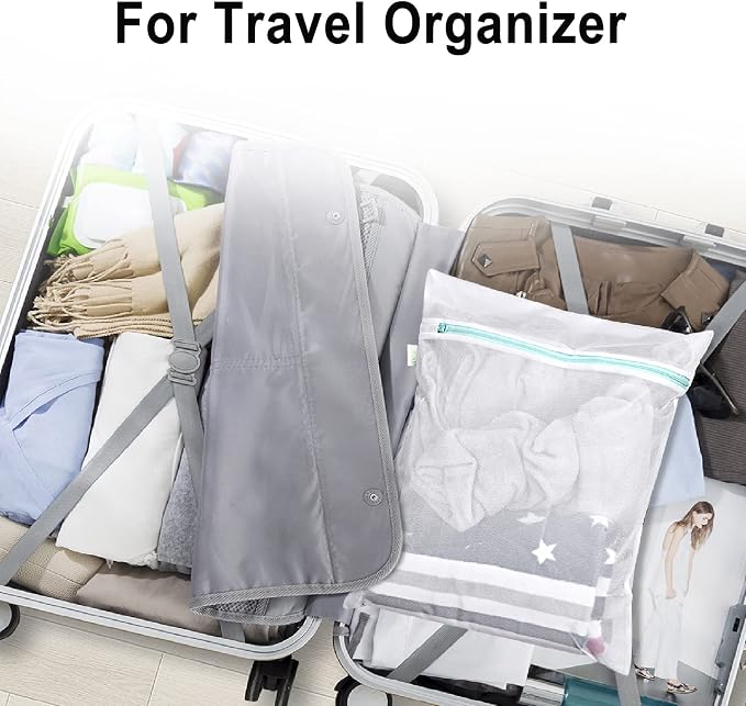 OTraki Mesh Washing Bags for Laundry 16x20 Inch Medium Mesh Bag Laundry Washer Delicates Lingerie Wash Machine Net Zipper Bag Heavy Duty Home Dorm Hotel Don't Drying, Melting 140-176℉, White | Laundry Washer Delicates Lingerie Wash Machine Net Zipper B...