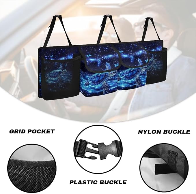 Turtle Pattern Car Trunk Organizer Hanging Car Back Seat Storage Bag Auto Cargo Bag Automotive interior Accessories for Most Sedans SUV Jeep Trucks MPV Van