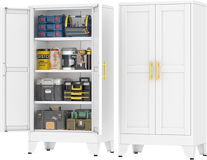 pozdeg 47.25" White Heavy Duty Metal Garage Storage Cabinet