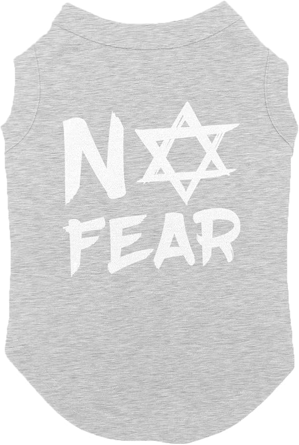 No Fear Star of David - Stand with Israel Dog Shirt (Light Gray, X-Small)