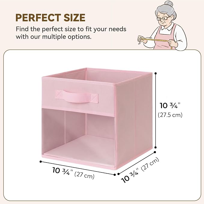 GRANNY SAYS 11x11 Storage Cubes with Clear Window, Pink Gradient, 6-Pack | Collapsible, Fabric Storage Bins with Sturdy Handles, Organizing Toys, Clothes, Decorative Baskets for Shelves, Closet