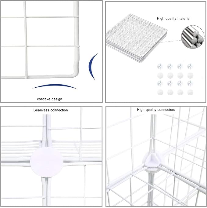 C&AHOME Wire Cube Storage, 9-Cube Organizer Metal, Wire C Grids Storage, Storage Bins Shelf, Modular Bookshelf, Closet Cabinet Ideal for Home, Living Room, Office 36.6”L x 12.4”W x 48.4”H White | Storage Bins Shelf, Modular Bookshelf Units, Closet Cabi...