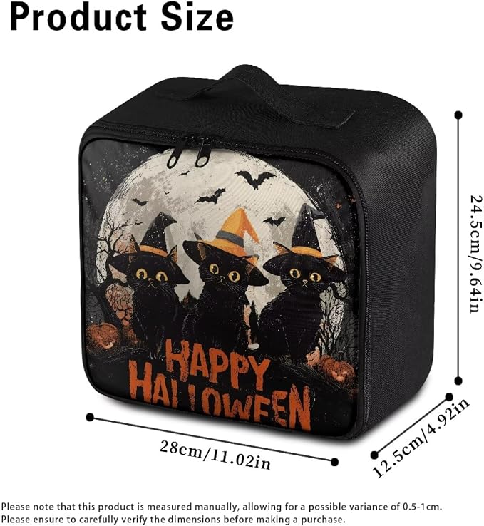 First Aid Case Empty Halloween Black Cat Moon Veterinary Medic Bag for Animal Clinics and Pet Owners Includes Secure Zipper Compartments