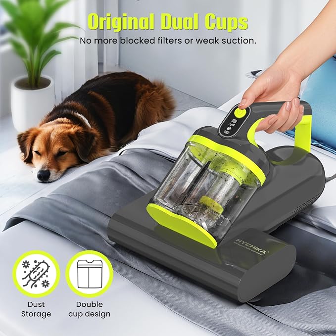 Mattress Vacuum Cleaner UV for Pet Hair,16kPa Power Suction UV Bed Vacuum Cleaner,140°F Heated Function,Ultrasonic High Tapping,HEPA Filter,Bed Vacuum for Sofa, Couch, Crib(Corded,4.5Amp)
