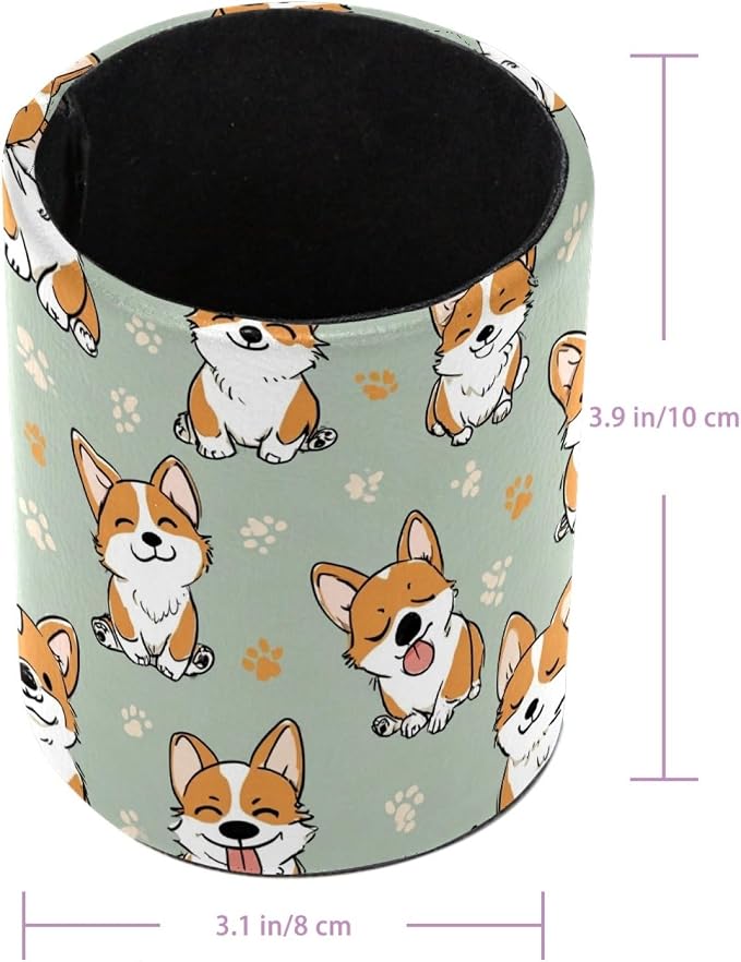 Cute Corgi Pen Holder, Pencil Cup Marker Brush Holder Desk Storage Case, Desktop Organizer for School Office Home Supplies