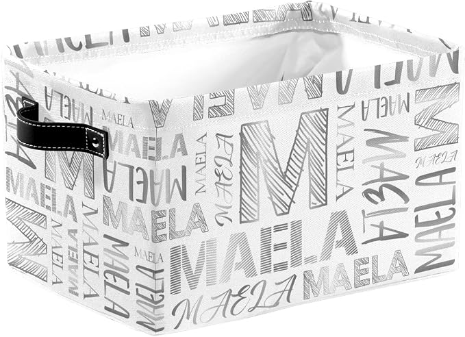Foldable Personalized Storage Box for Boys Girls with Name Waterproof Kids Custom Storage Bin Baskets Cube Boxes Organizer with Handles for Organizing Shelf Closet, 1 Pack