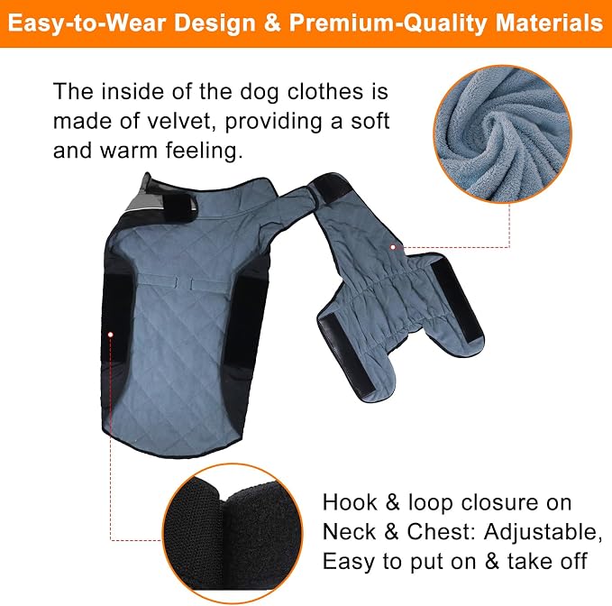 Warm Dog Winter Coat, Gimilife Dog Sweater Cold Weather Coats Waterproof Dogs Apparel Clothes Pet Jacket Padded Vest Outfit for Small Medium Large Dogs(Gray, M (14-25 LB | 14.96" Neck Girth))