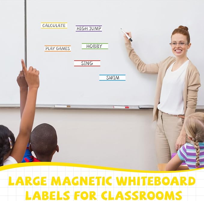 6 Pcs Dry Erase Magnetic Tapes for Classroom Colored Rainbow Adhesive Magnetic Strips Blank Sticky Labels Writable Sheet for Back to School Whiteboard Refrigerator DIY(1 in X 9.8 ft,Vivid)