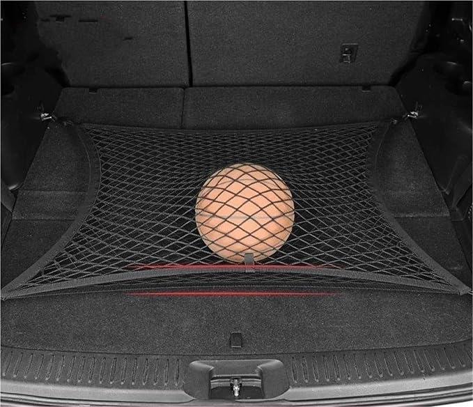 Car Nets 40X90CM/60X110CM Car Trunk Net Boot String Mesh Elastic Nylon Rear Back Cargo Trunk Storage Organizer Luggage Net Holder Cargo Net (Double 90X40)