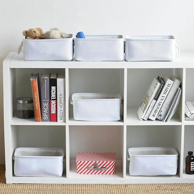 Storage Basket for Gifts Empty - 11.8x7.8x5.2 inch 1 Pack Fabric Storage Cubes, Nursery Organizers and Storage for Closet Cloth Toy Book (White)