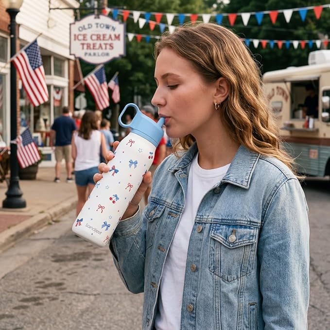 American Flag Stainless Steel Water Bottle with Twist Lid 20oz, Travel Insulated Water Bottles for Sports & Gym, Gift for Women Girls Friends Birthday Christmas